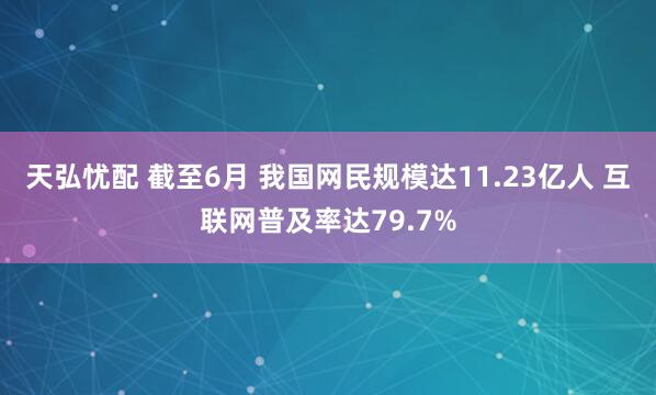 天弘忧配 截至6月 我国网民规模达11.23亿人 互联网普及率达79.7%